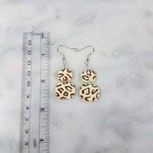 Load image into Gallery viewer, Double Small and Medium Pumpkin with Brown Leopard Print Dangle Handmade Earrings
