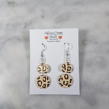 Load image into Gallery viewer, S Pumpkin and S Circle with Brown Leopard Print Dangle Handmade Earrings
