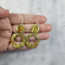Load image into Gallery viewer, Double Open Circle Camouflage Dangle Handmade Earrings
