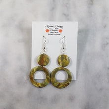 Load image into Gallery viewer, Double Open Circle Camouflage Dangle Handmade Earrings

