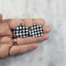 Load image into Gallery viewer, L Black and White Buffalo Plaid Dangle Handmade Earrings
