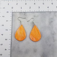 Load image into Gallery viewer, Large Teardrop Marbled Peach and White Dangle Handmade Earrings
