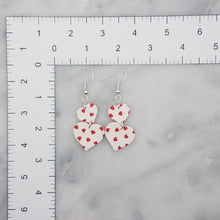 Load image into Gallery viewer, Small and Large Double Heart-Shaped Heart Pattern Polka Dot Pattern Handmade Dangle Earrings
