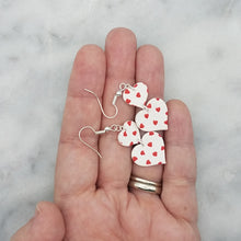 Load image into Gallery viewer, S and L Double Heart-Shaped Heart Pattern Polka Dot Pattern Handmade Dangle Handmade Earrings
