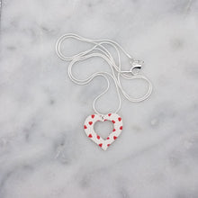 Load image into Gallery viewer, Pendant Open Heart Necklace Set with S and L Double Heart-Shaped Heart Pattern Polka Dot Pattern Handmade Dangle Handmade Earrings
