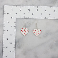 Load image into Gallery viewer, Heart Shaped Polka Dot Pattern Handmade Dangle Earrings
