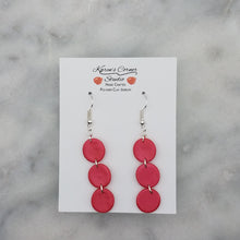 Load image into Gallery viewer, Triple Circle Shaped Shiny Red Handmade Dangle Earrings
