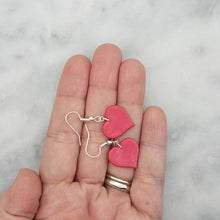 Load image into Gallery viewer, Heart-Shaped Shiny Red Handmade Dangle Earrings
