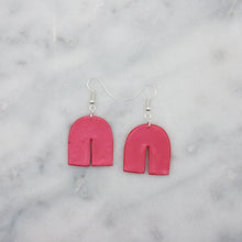 Load image into Gallery viewer, Arch Shaped Shiny Red Handmade Dangle Earrings
