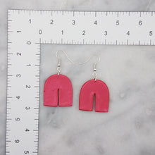 Load image into Gallery viewer, Arch Shaped Shiny Red Handmade Dangle Earrings
