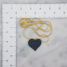 Load image into Gallery viewer, Black and Gold Honeycomb Heart Pendant Necklace Set with S and L Double Heart-Shaped Handmade Dangle Handmade Earrings
