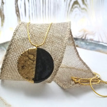 Load image into Gallery viewer, Black and Gold Circle Pendant Necklace
