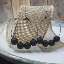 Load image into Gallery viewer, Black Bead Hoop Handmade Dangle Handmade Earrings
