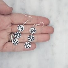 Load image into Gallery viewer, Black and White Leopard Print S Triple Circle Shaped Dangle Handmade Earrings
