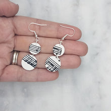 Load image into Gallery viewer, Small and Medium Double Circle Shaped  White Music Notes Dangle Earrings
