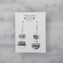 Load image into Gallery viewer, S and M Double Circle Shaped  White Music Notes Dangle Handmade Earrings

