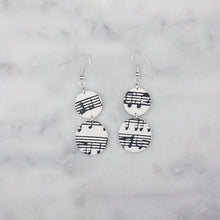 Load image into Gallery viewer, Medium and Large Double Circle Shaped  White Music Notes Dangle Earrings
