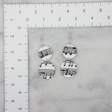 Load image into Gallery viewer, M and L Double Circle Shaped  White Music Notes Dangle Handmade Earrings
