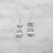 Load image into Gallery viewer, Circle and Arch White Shaped Music Notes Dangle Handmade Earrings
