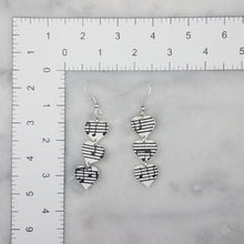 Load image into Gallery viewer, White Triple S Heart Shaped Music Notes Dangle Handmade Earrings
