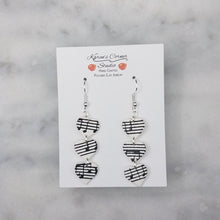 Load image into Gallery viewer, White Triple S Heart Shaped Music Notes Dangle Handmade Earrings

