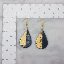 Load image into Gallery viewer, Teardrop Shaped Half Black Half Gold Handmade Dangle Earrings
