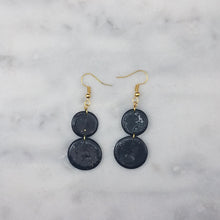Load image into Gallery viewer, Double Circle Shaped Black And Gold Handmade Dangle Earrings
