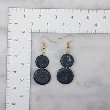 Load image into Gallery viewer, Double Circle Shaped Black And Gold Handmade Dangle Earrings
