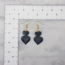 Load image into Gallery viewer, Double Heart Shaped Black Handmade Dangle Handmade Earrings
