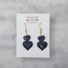 Load image into Gallery viewer, Double Heart Shaped Black Handmade Dangle Handmade Earrings
