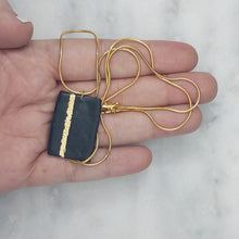 Load image into Gallery viewer, Black and Gold Stripe Rectangle Pendant Necklace
