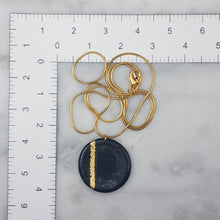 Load image into Gallery viewer, Black and Gold Stripe Circle Pendant Necklace
