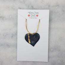 Load image into Gallery viewer, Black and Gold Stripe Heart Pendant Necklace
