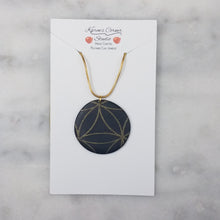 Load image into Gallery viewer, Black and Gold Leaf Circle Pendant Necklace
