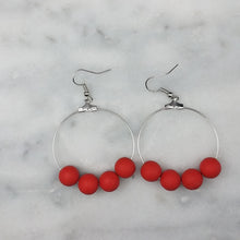 Load image into Gallery viewer, Red Bead Hoop Handmade Dangle Earrings
