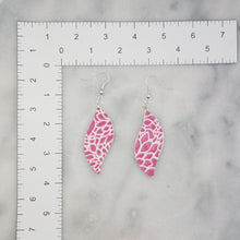Load image into Gallery viewer, Leaf Floral Pattern Purple/Pink &amp; White Dangle Handmade Earrings
