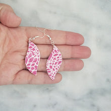 Load image into Gallery viewer, Leaf Floral Pattern Purple/Pink &amp; White Dangle Handmade Earrings
