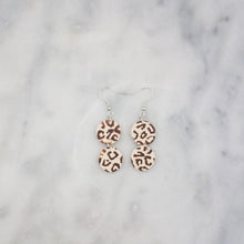 Load image into Gallery viewer, Double Circle Leopard Print Pattern Ivory &amp; Brown Dangle Handmade Earrings
