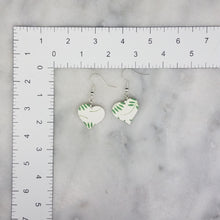 Load image into Gallery viewer, Heart Leaf Pattern White &amp; Green Dangle Handmade Earrings

