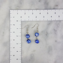 Load image into Gallery viewer, Double Bead Marble Pattern Blue &amp; White Dangle Handmade Earrings
