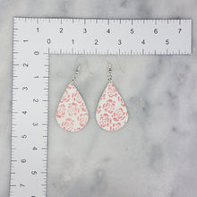 Load image into Gallery viewer, Teardrop Rose Pattern Pink &amp; White Dangle Handmade Earrings
