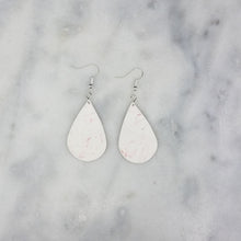 Load image into Gallery viewer, Teardrop Marble Pattern White &amp; Pink Dangle Handmade Earrings
