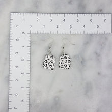 Load image into Gallery viewer, Closed M Arch Pawprint Black &amp; White Dangle Handmade Earrings
