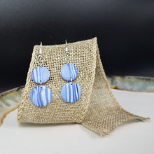 Load image into Gallery viewer, Double Circle Wave Blue &amp; White Dangle Handmade Earrings
