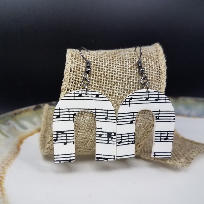 Arch Music Black & White Dangle Handmade Earrings