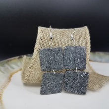 Load image into Gallery viewer, Double Square Abstract Gray &amp; Black &amp;  White Dangle Handmade Earrings
