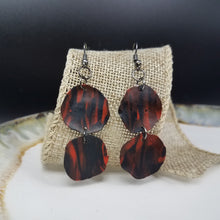 Load image into Gallery viewer, Double Petal Wave Pattern Black &amp; Red Dangle Handmade Earrings
