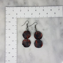 Load image into Gallery viewer, Double Petal Wave Pattern Black &amp; Red Dangle Handmade Earrings
