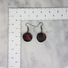 Load image into Gallery viewer, Petal Wave Pattern Black &amp; Red Dangle Handmade Earrings
