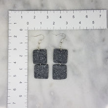 Load image into Gallery viewer, Double Square Abstract Gray &amp; Black &amp;  White Dangle Handmade Earrings
